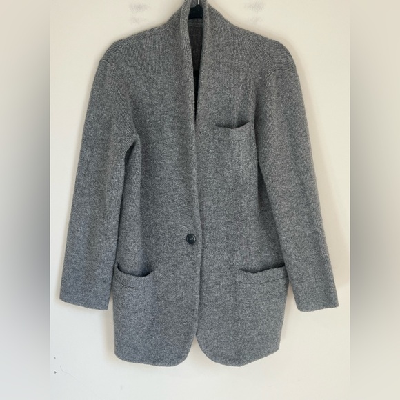 J. Crew Women's cardigan sweater-blazer gray merino wool Size Large - Picture 2 of 10